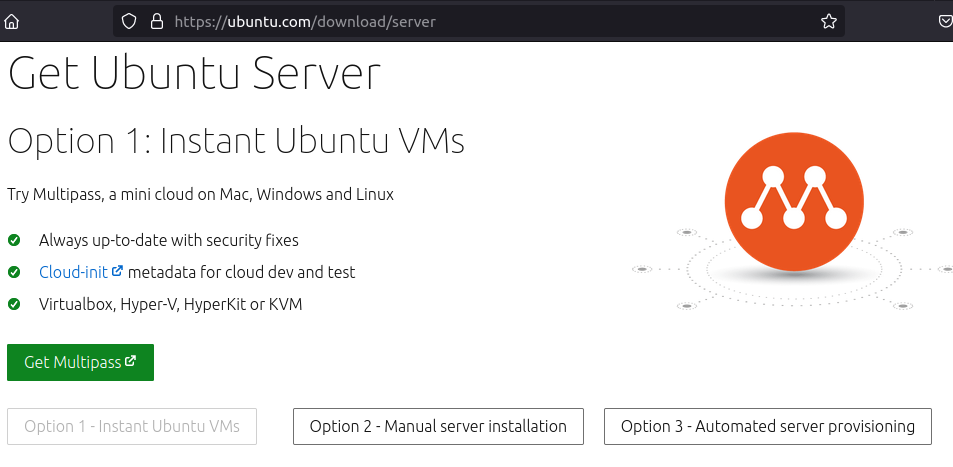 Ubuntu Server download page