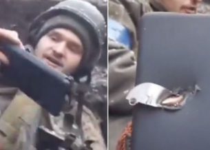 هاتف S20 Ultra يتلقى رصاصة وينقذ جندي أوكراني من الموت